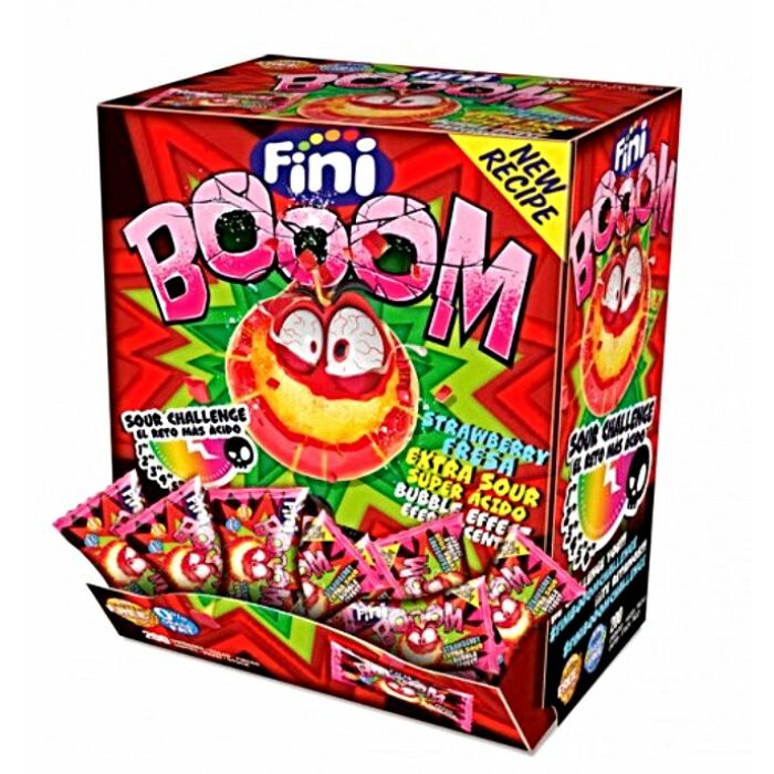 Fini Boom Eper Ízű  Savanyú Keménycukor (200* 5g) 1000g