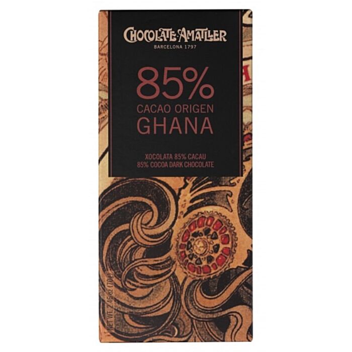 Amatller Gluténmentes 85%-os Étcsokoládé Ghánaii Kakaóbabból 70g