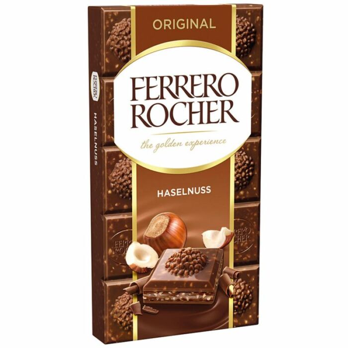 Ferrero Rocher Mogyorókrémmel és Mogyoró darabokkal Töltött Tejcsokoládé 90g
