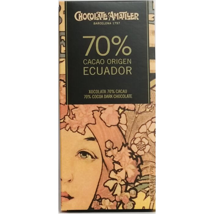 Amatller Gluténmentes 70%-os Étcsokoládé Ecuadori Kakaóbabból 70g