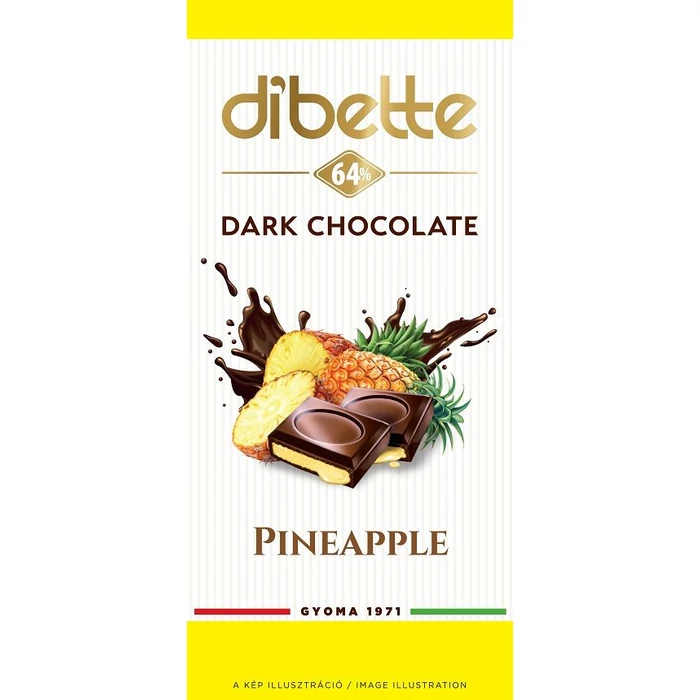 Dibette Choco Ananász Ízű Krémmel Töltött Étcsokoládé Fruktózzal 80g