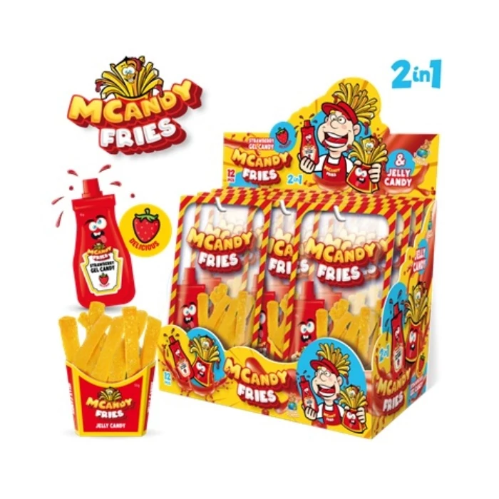 Mcandy Fries Zselés Sültkrumpli Alakú Cukor Eper Ízű Sziruppal 70g (1db)