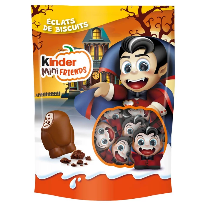 Kinder Halloween Mini Friends Cocoa Biscuit Tejcsokoládé Szeletek (Vámpír ) 122g