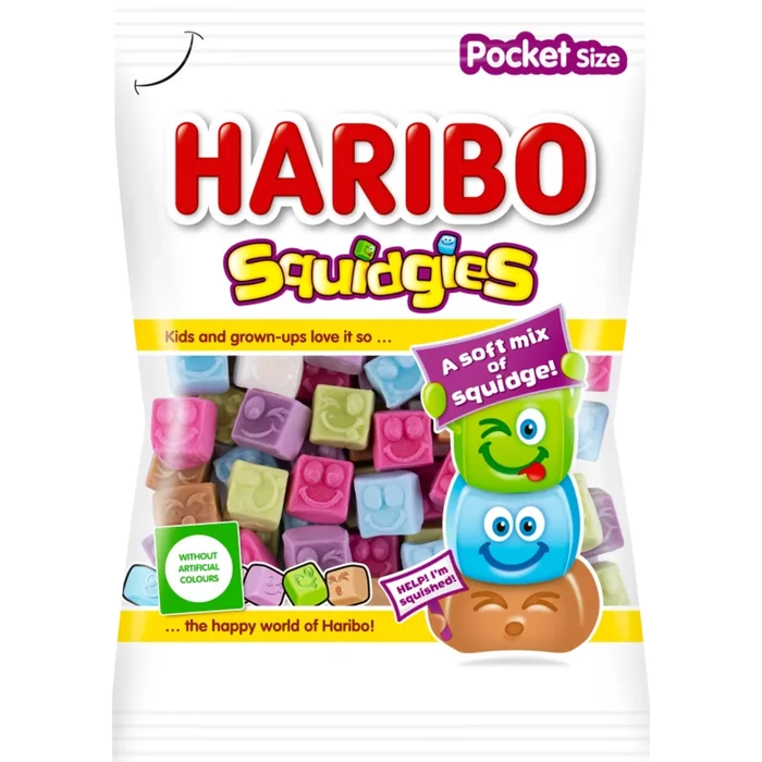 Haribo Squidgies Habosított Gyümölcs Ízű Gumicukor Kockák 80g