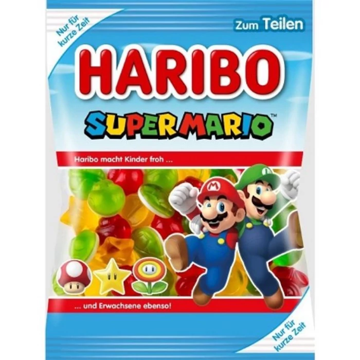 Haribo Super Mario Limitált Kiadású Gyümölcs ízű Gumicukor  85g