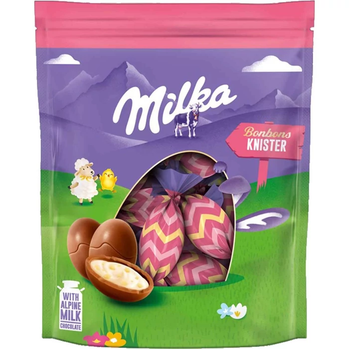 Milka Húsvéti Tejkrémmel Töltött Robbanócukorkás Tejcsokoládé Tojások 86g