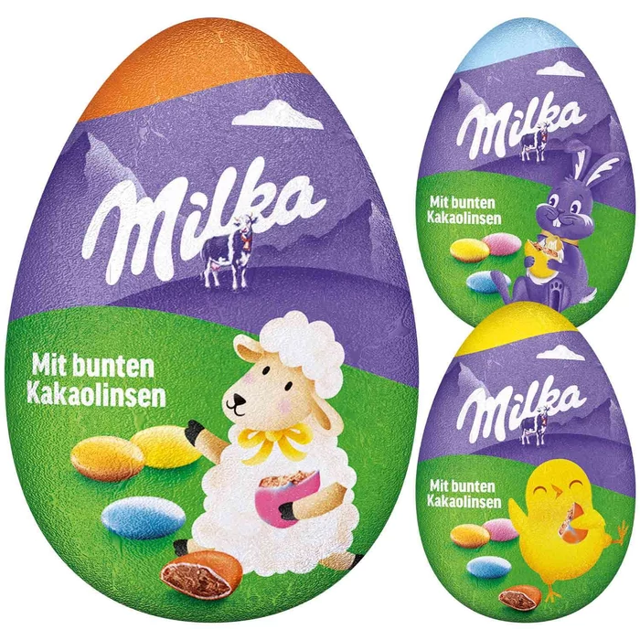 Milka Tejcsokoládé Tojás Cukorbevonatú Tejcsoki drazséval a belsejében 50g(1db)