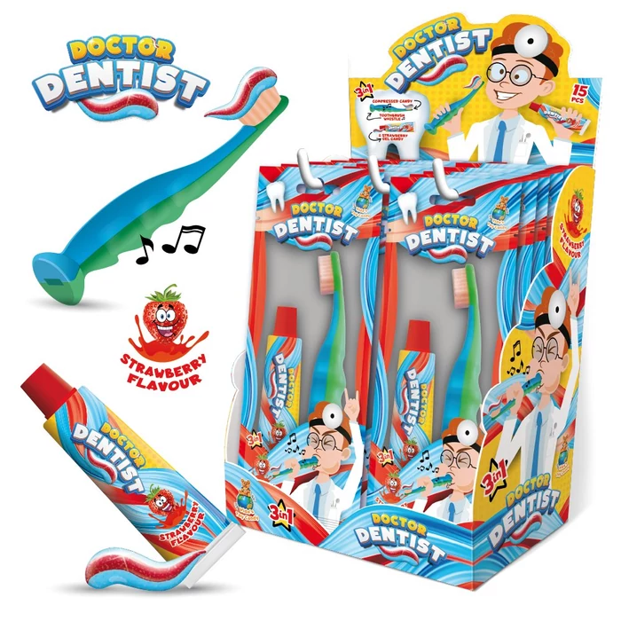 Doctor Dentis Fogkefe alakú nyalóka és Fogkrém alakú eperízű szirup 24g