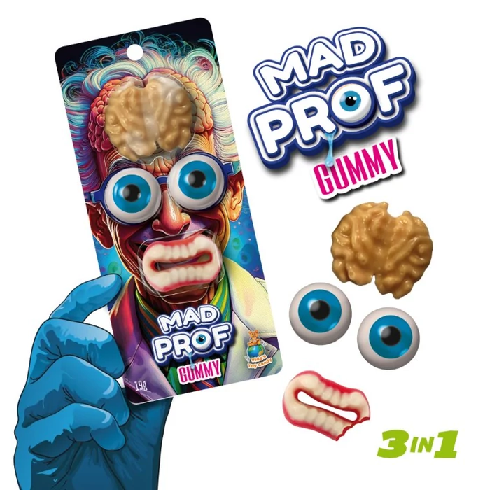Mad Prof Vegyes Ízű Gumicukor Szem és Agy  Fogsorral 19g 