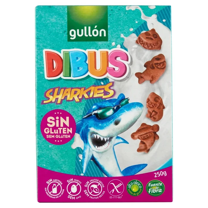 Gullón Dibus Sharkies gluténmentes csokis reggeliző keksz 250 g