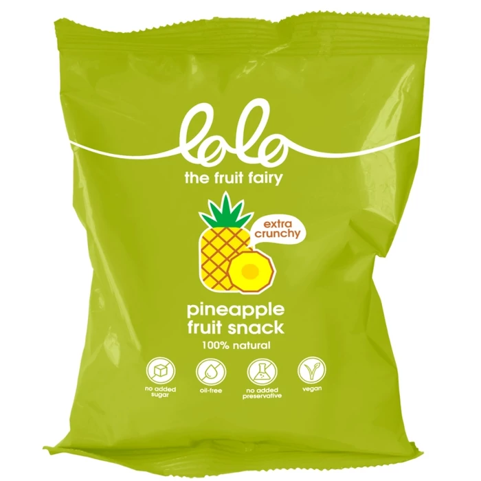 Lolo Vegán és Gluténmentes Extra Crunchy Ananász Snack Hozzáadott Cukor Nélkül 25g