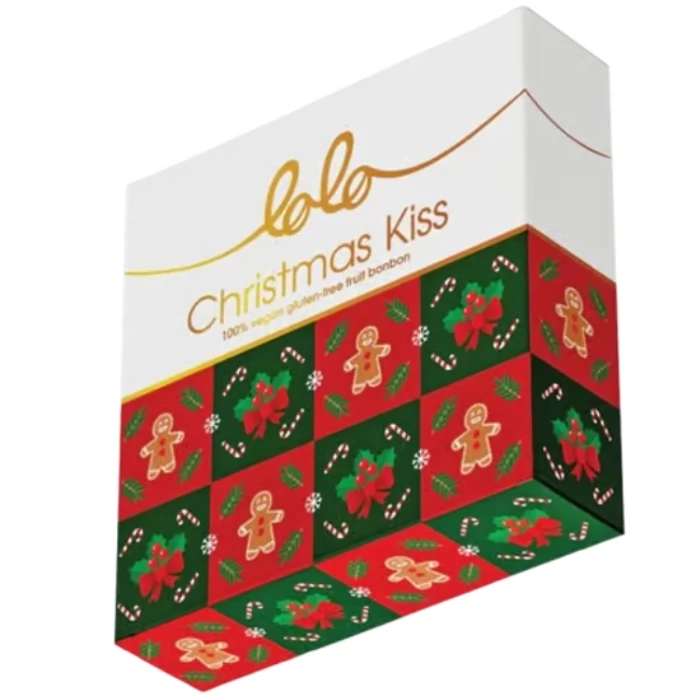 Lolo Vegán Christmas Kiss Gluténmentes Étcsokoládés Gyümölcsbonbon Hozzáadott Cukor Nélkül 100g