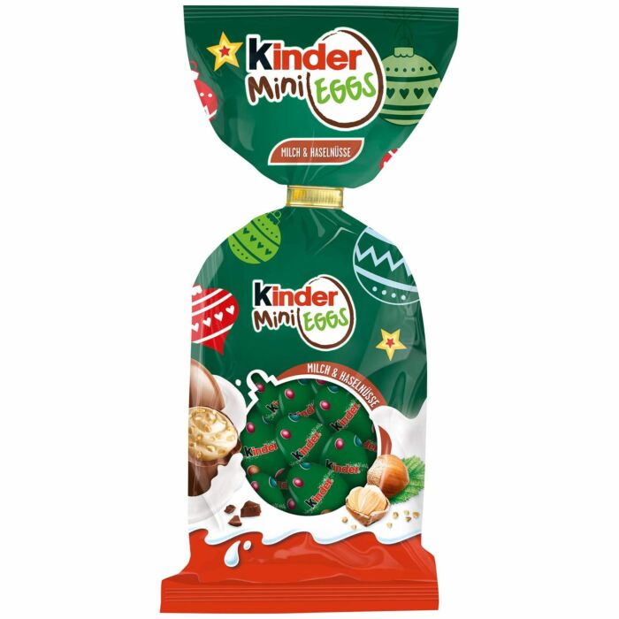 Kinder Karácsonyi  Mini Tejcsokoládé Tojások Tejes Krémmel és Mogyoródarabkákkal 85g