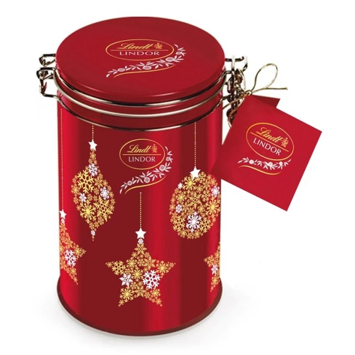 Lindt Lindor Svájci Tejcsokoládé Praliné Lágyan Olvadó Töltelékkel Fém Díszdobozban150g