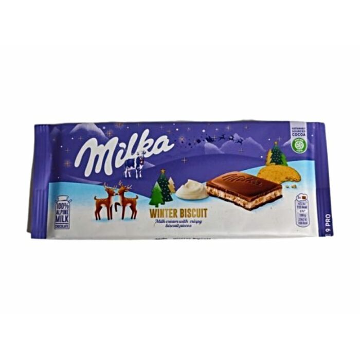 Milka Winter Biscuit Tejes Krémtöltelékkel és Kekszdarabokkal 100g
