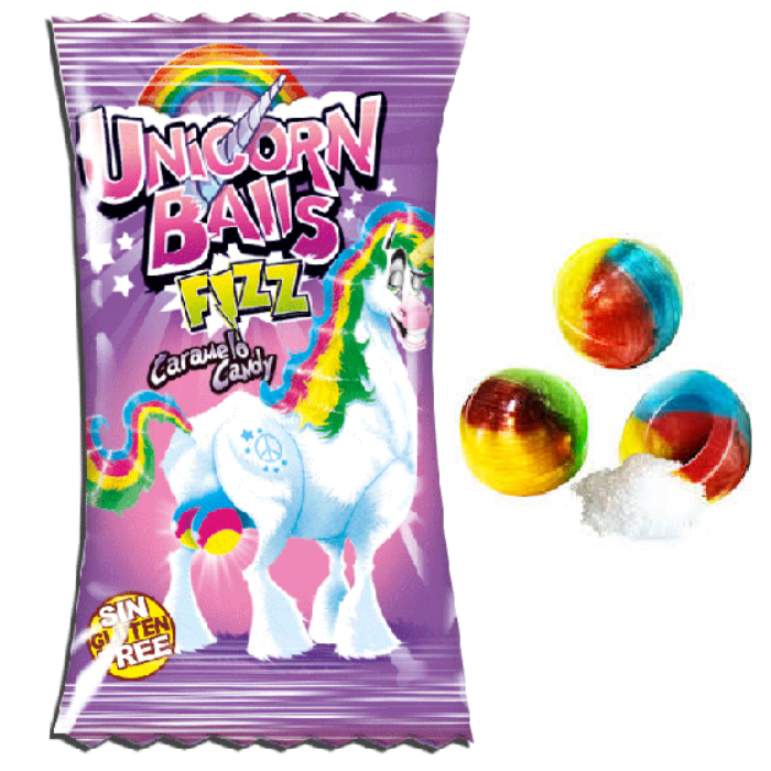 Fini Unicorn Balls Vegyes Gyümölcs Ízű Keménycukor Savanyú Porral Töltve 5g