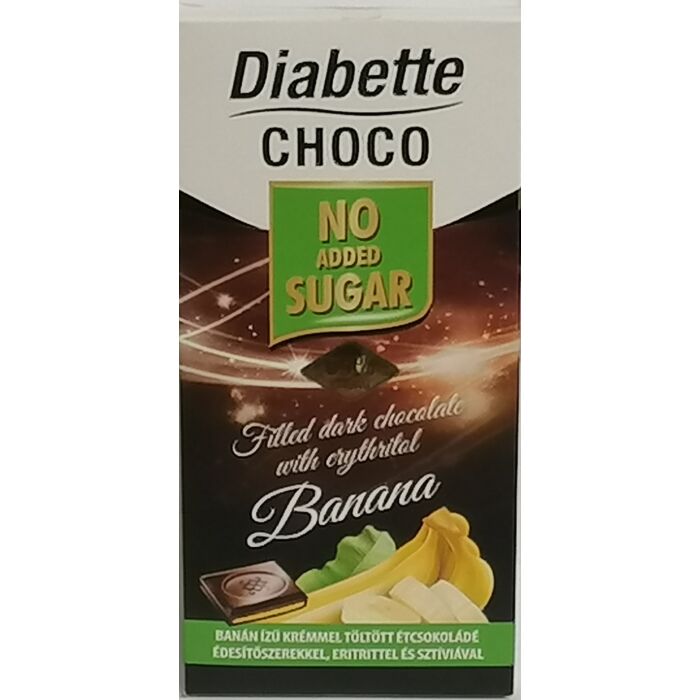 Diabette Choco Banán Ízű Krémmel Töltött Étcsokoládé Édesítőszerrel 80g