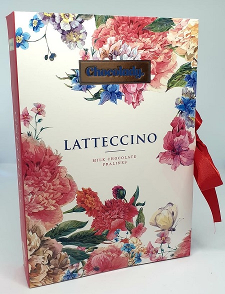 Chocolady Könyv Lattecino Olasz Tejcsokoládé praliné vegyes krémtöltelékkel 150g