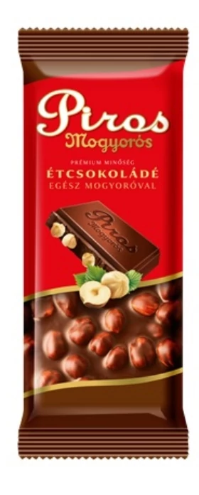 Piros Mogyorós Étcsokoládé Egészmogyoróval 70g