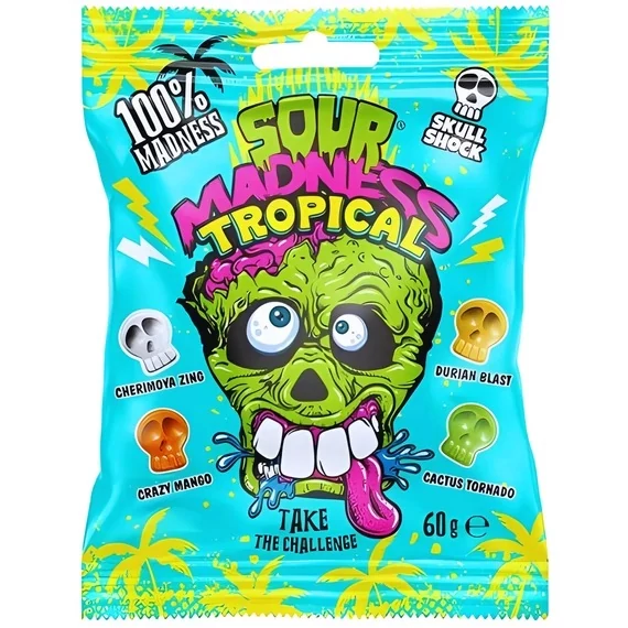 Argo Sour Madness Trópusi Extra Savanyú  Kemény Cukorka (kék) 60g