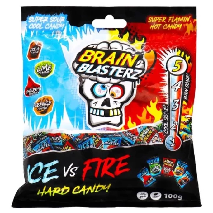 Brain Blasterz Ice vs Fire Super Mentolos és Csípős Cukorka Válogatás 100g