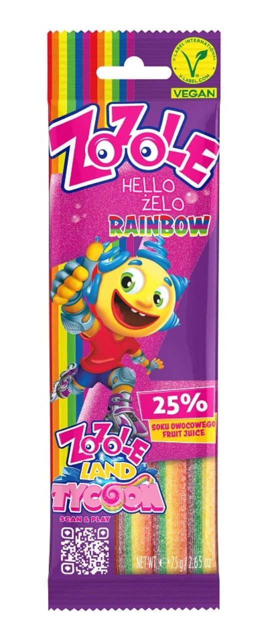 Zozole Vegan  Szupersavanyú Rainbow Gyümölcsízű Szíj 75g  