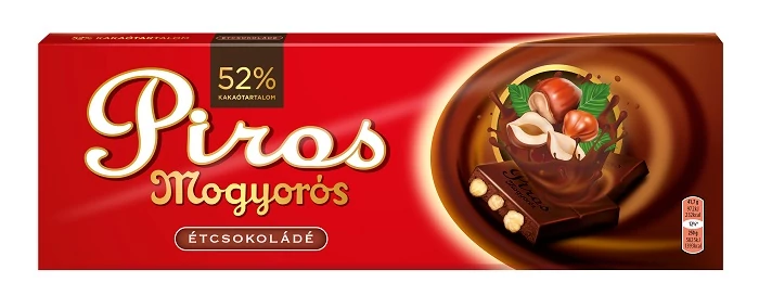 Piros Mogyorós Étcsokoládé egész mogyoróval 250g