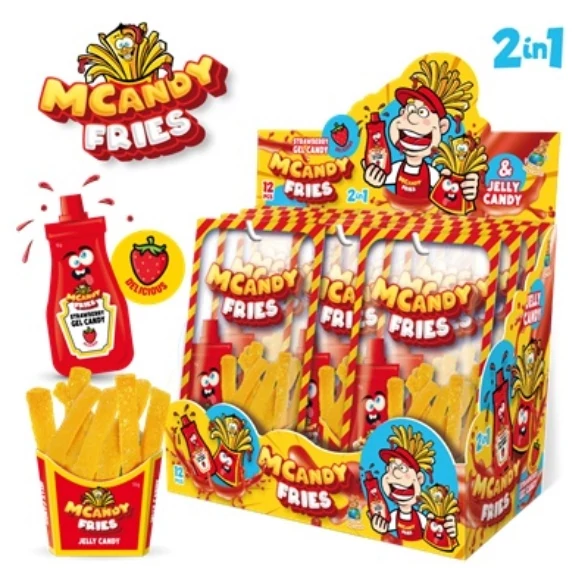 Mcandy Fries Zselés Sültkrumpli Alakú Cukor Eper Ízű Sziruppal 70g (1db)