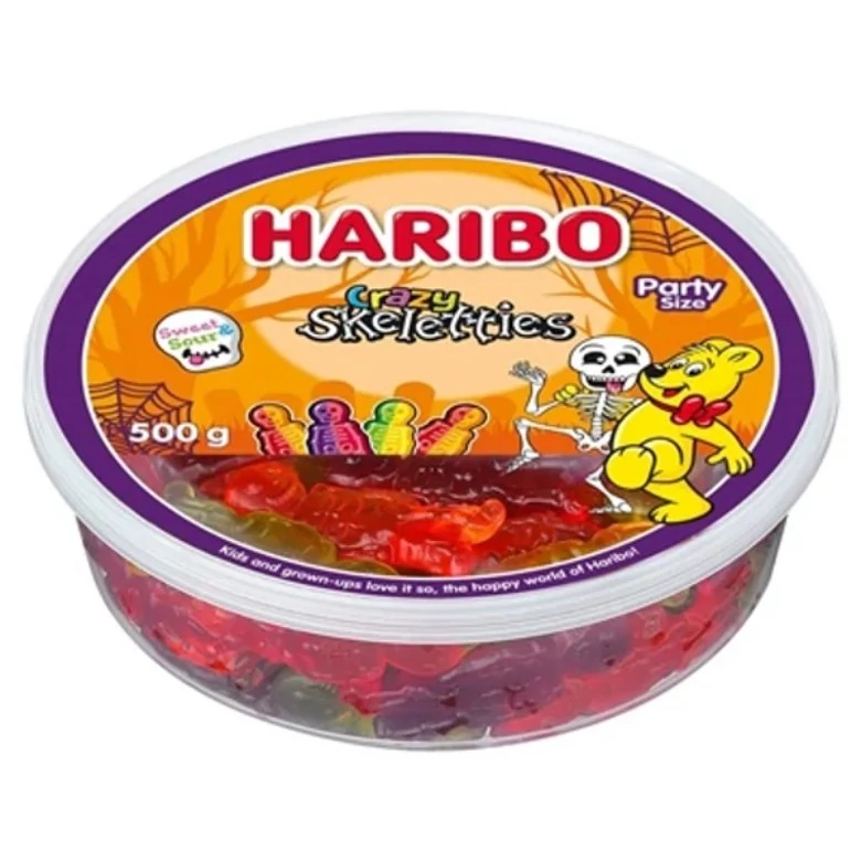 Haribo Crazy Skeletties Csontvázak Gyümölcsízű Gumicukrok 500g