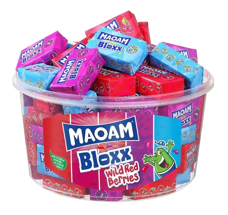 Maoam Bloxx Wild Red Olvadó Rágóbonbon Hengeres 1100g (50db-os)