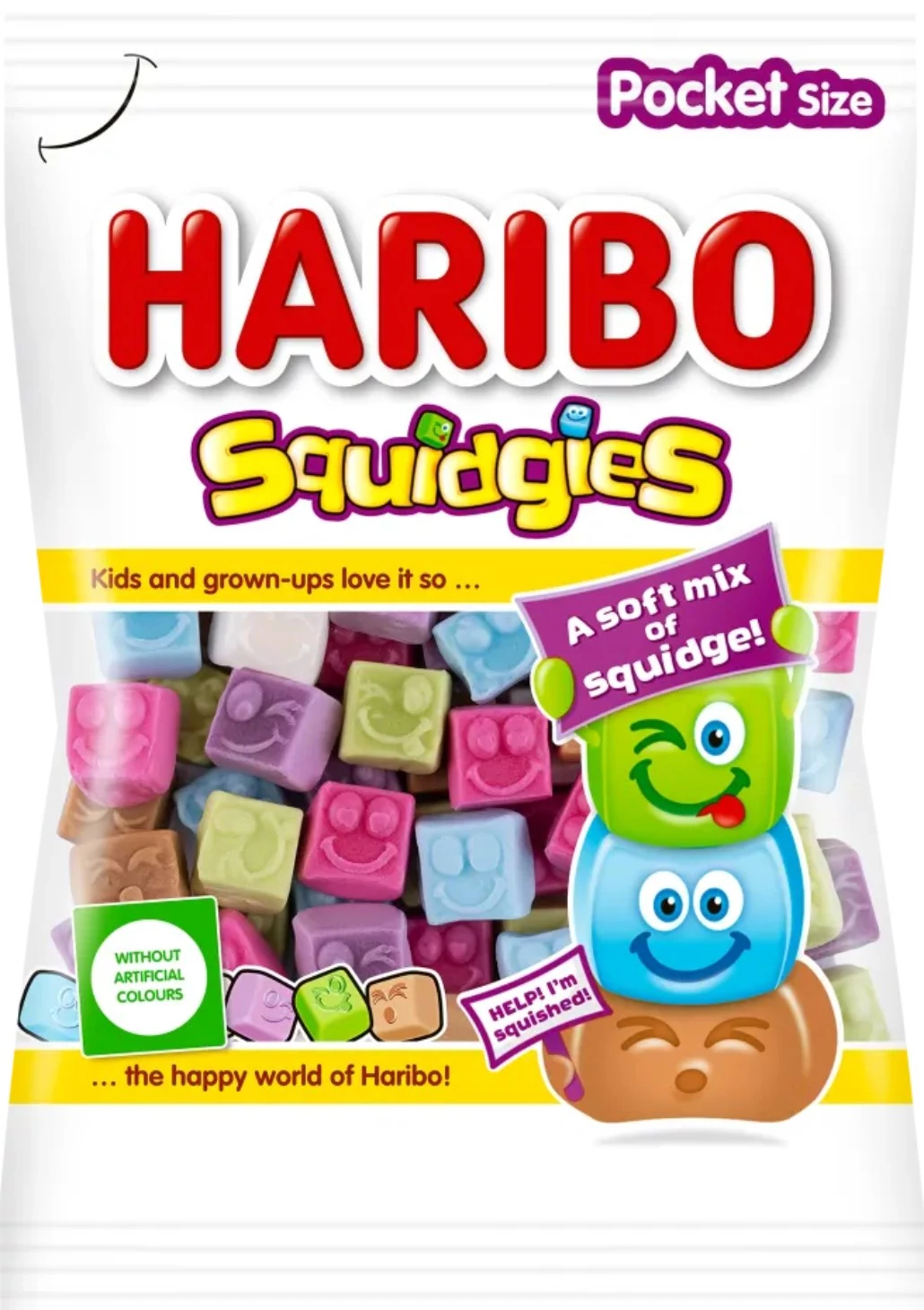 Haribo Squidgies Habosított Gyümölcs Ízű Gumicukor Kockák 80g