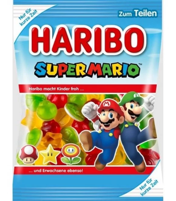 Haribo Super Mario Limitált Kiadású Gyümölcs ízű Gumicukor  85g