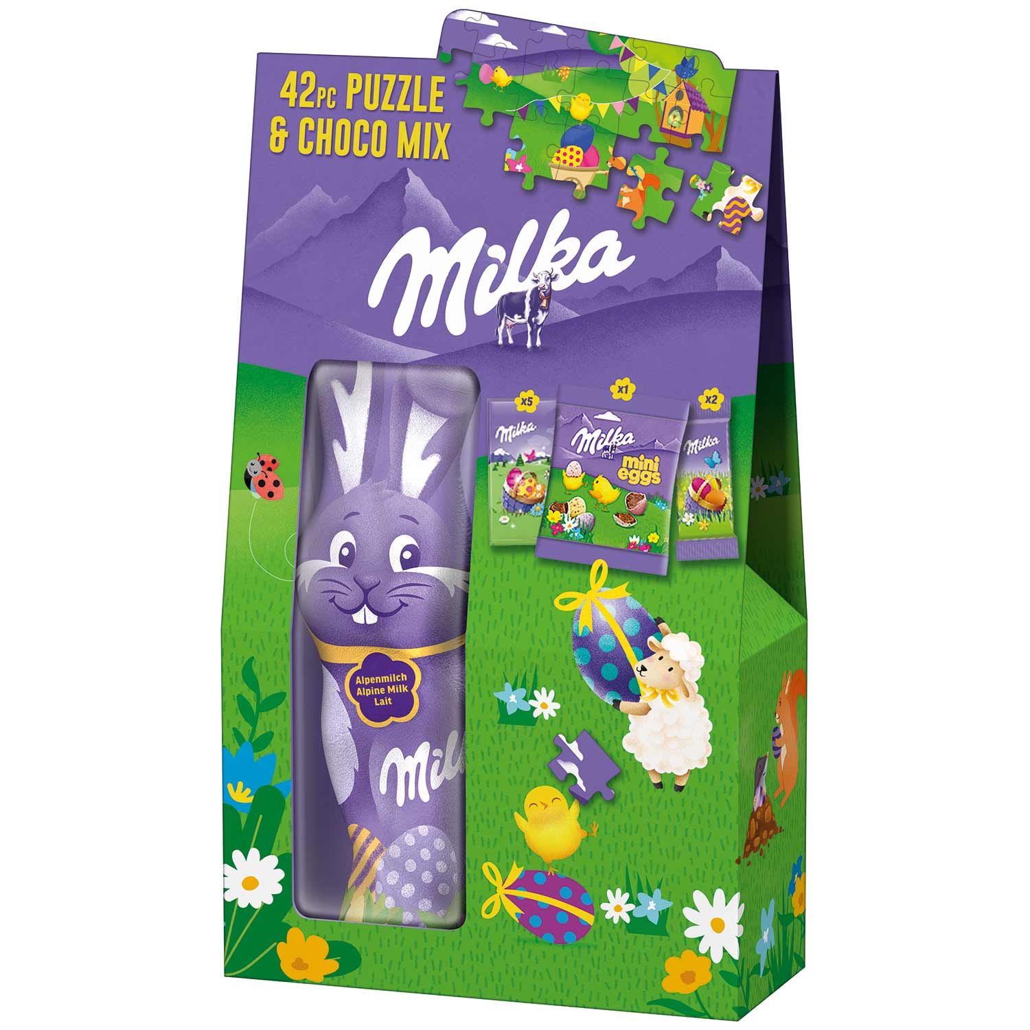 Milka Húsvéti Puzzle és Csoki Mix Tejcsoki Nyuszival 124g