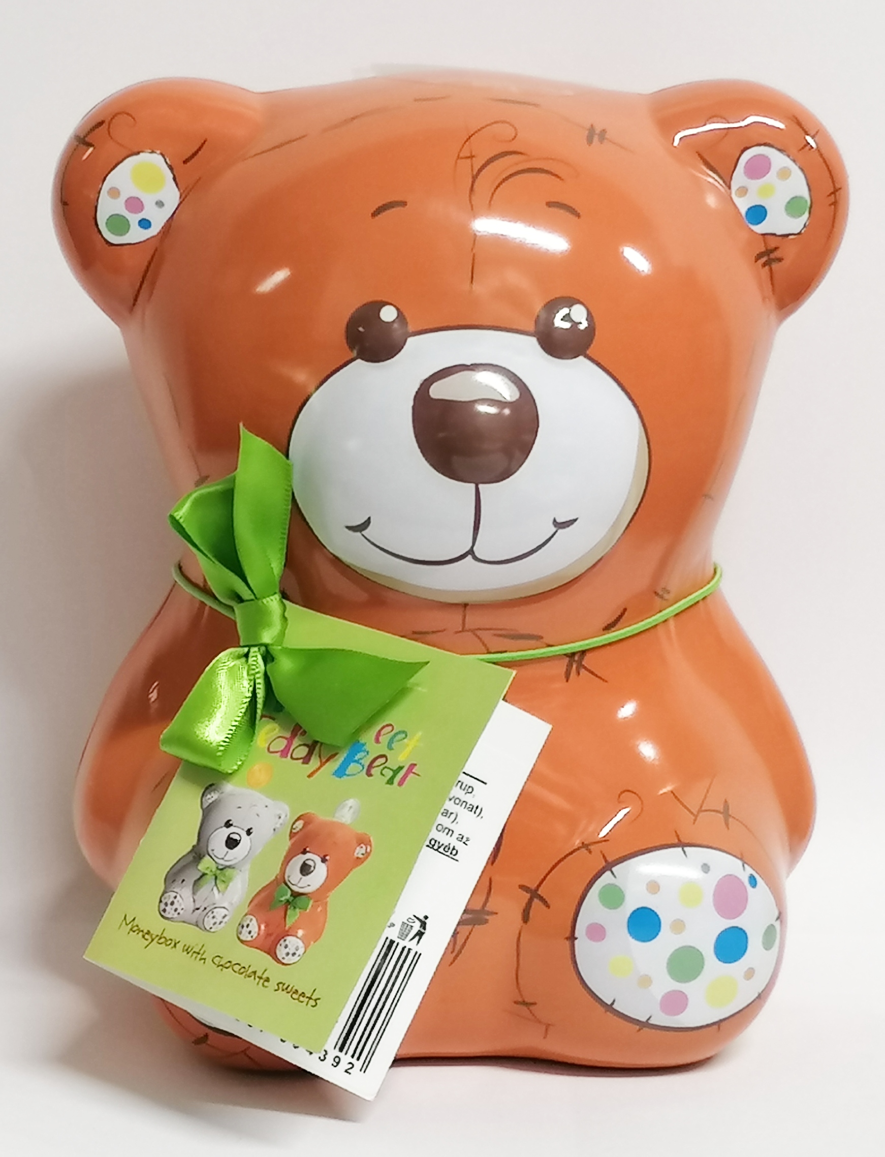 Magnat My Sweet Teddy Bear Fém Persely Narancs-zselés Étcsokoládé Desszerttel (Narancssárga) 140g