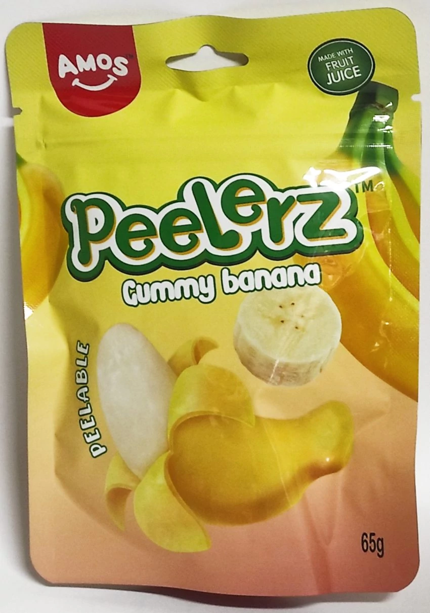 Amos Peelerz Hámozható  Gluténmentes Banán Ízű Gumicukor Valódi Gyümölcstartalommal 65g