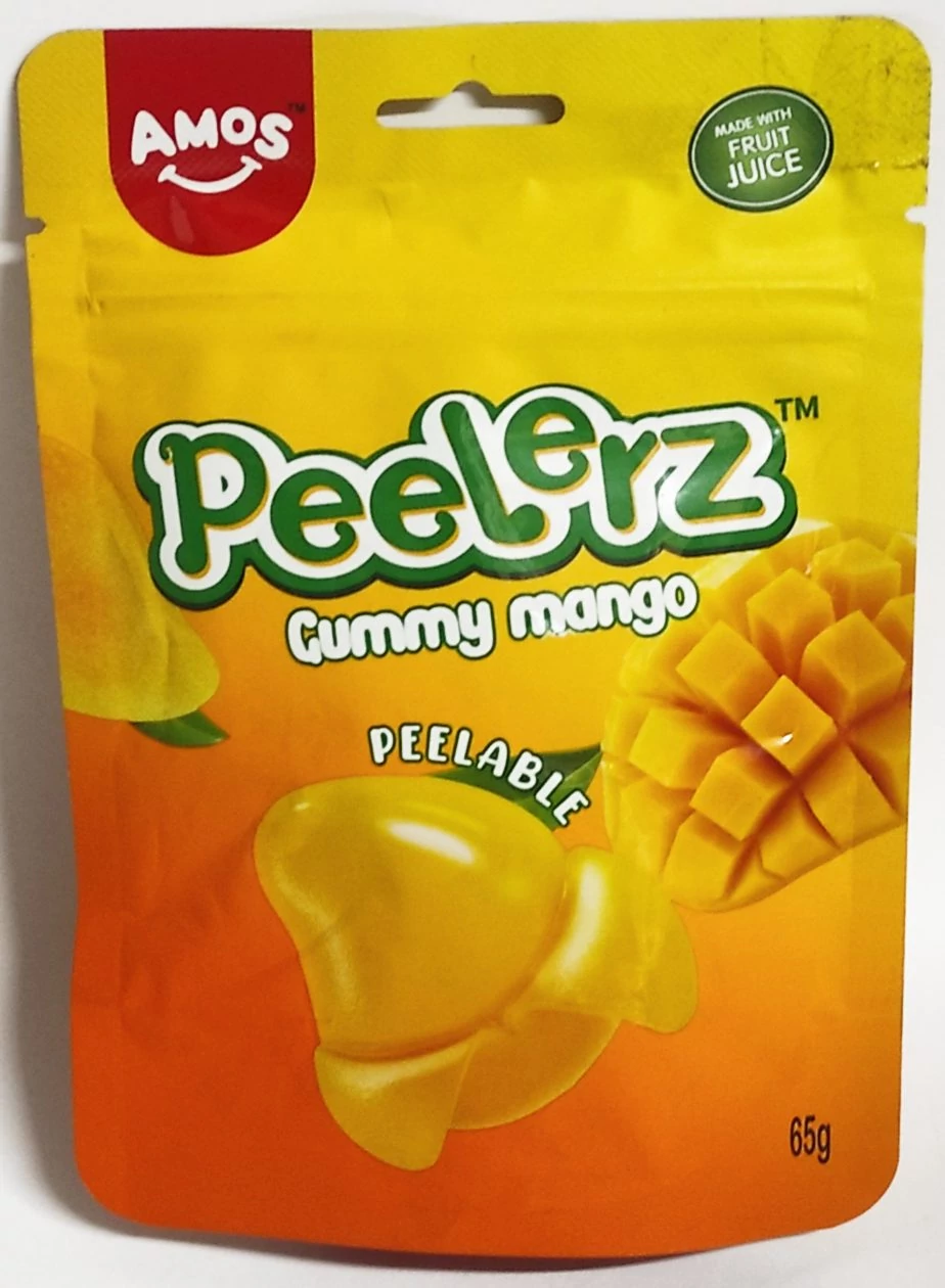 Amos Peelerz Hámozható  Gluténmentes Mangó Ízű Gumicukor Valódi Gyümölcstartalommal 65g