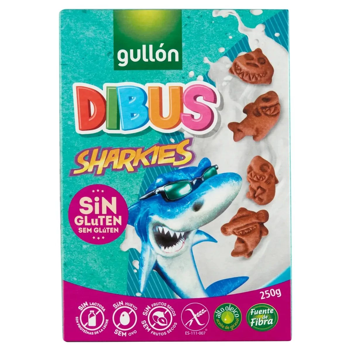 Gullón Dibus Sharkies gluténmentes csokis reggeliző keksz 250 g