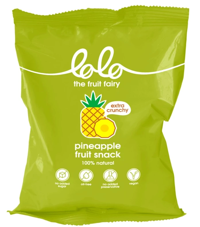 Lolo Vegán és Gluténmentes Extra Crunchy Ananász Snack Hozzáadott Cukor Nélkül 25g