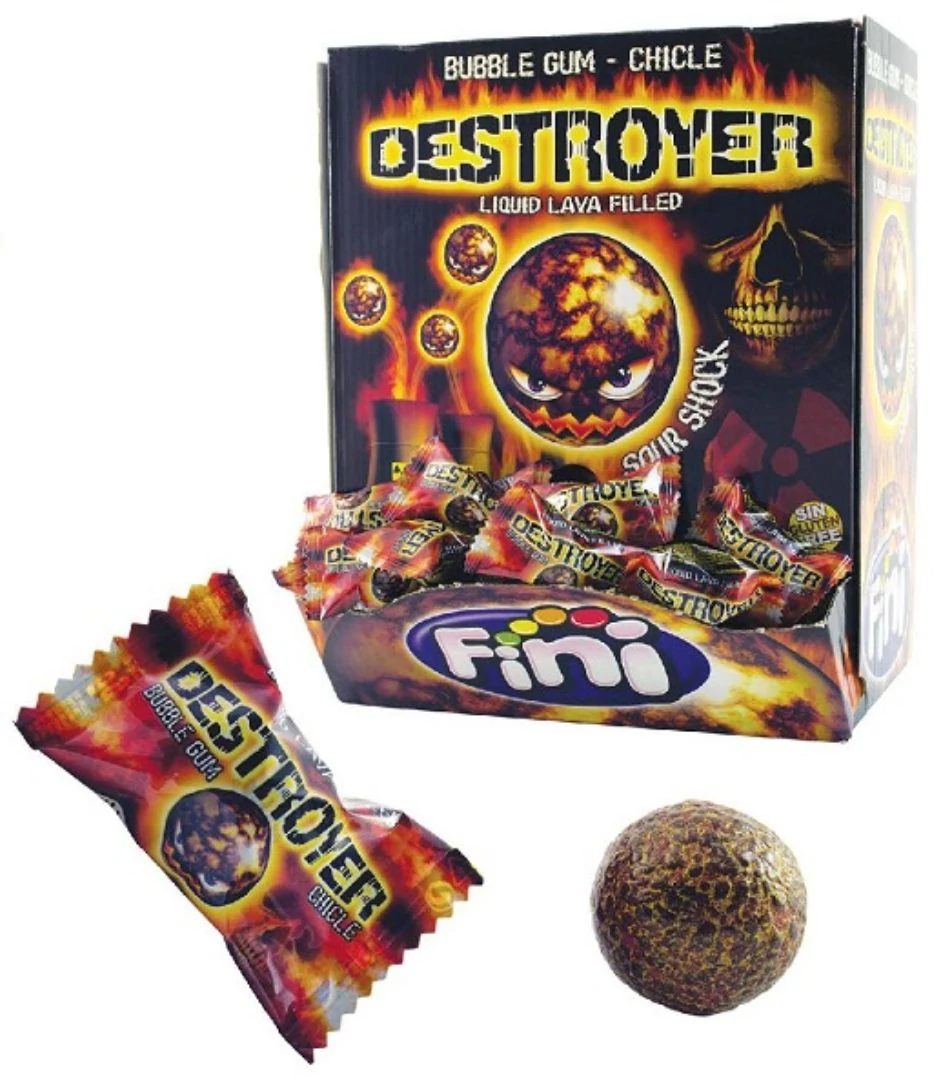 Fini Destroyer Eper Ízű Töltelékkel Töltött  Savanyú Rágógumi (200* 5g) 1000g