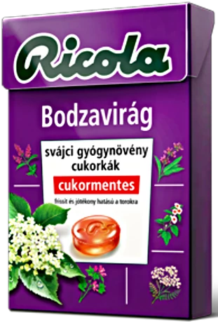 Ricola Bodzavirág Gyógynövényes Cukormentes Cukorka 40g