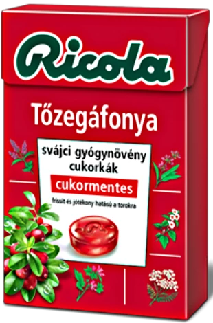 Ricola Tőzegáfonya Gyógynövényes Cukormentes Cukorka 40g